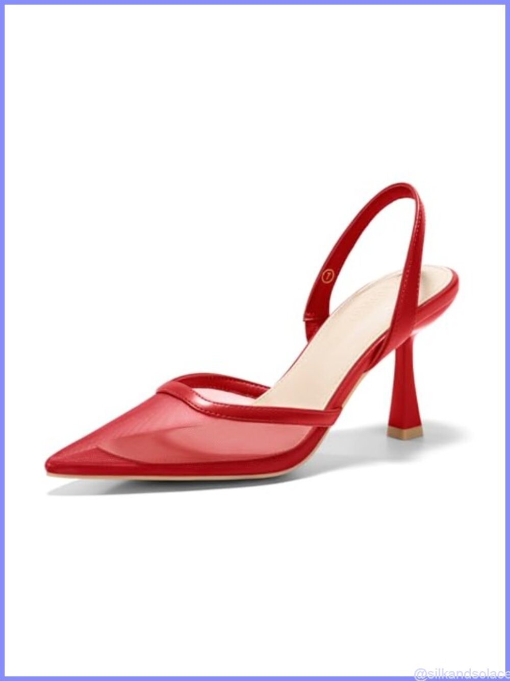 Womens Mesh Slingback Kitten Heel Closed Pointed Toe Stiletto Pumps Party Dress